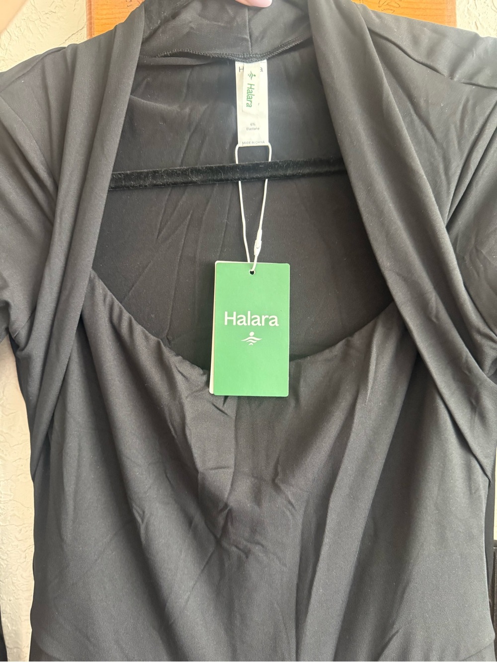 HALARA Black Square-Neck Long-Sleeve Wide-Leg Jumpsuit - Picture 7 of 9
